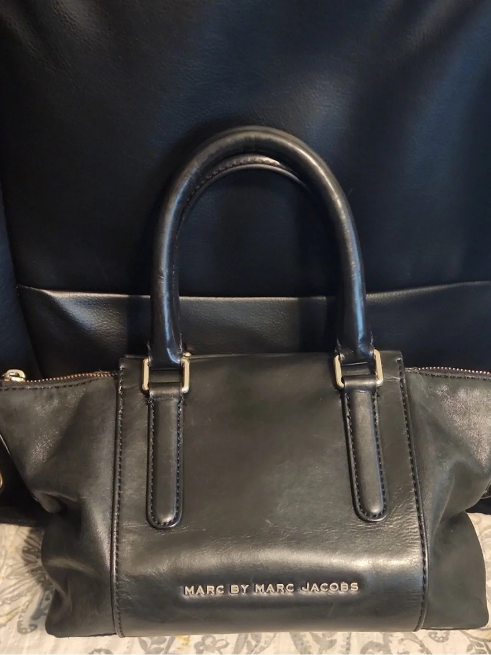 Marc by Marc Jacobs Black Leather Satchel with Gold Hardware